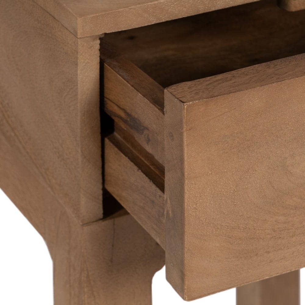 Mesita de Madera Natural de Mango de 65 cm con Cajón - Elegante y Funcional para Dormitorios y Salones - Imagen 5