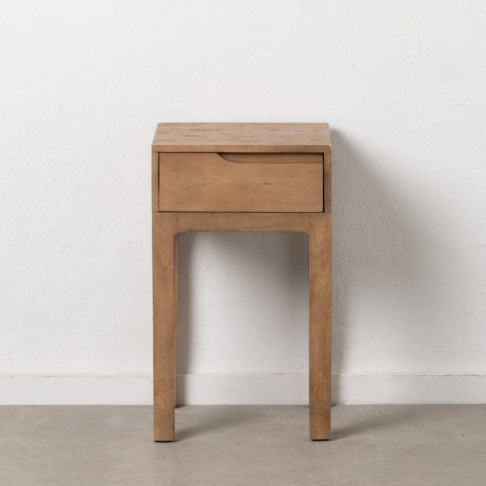 Mesita de Madera Natural de Mango de 65 cm con Cajón - Elegante y Funcional para Dormitorios y Salones - Imagen 11