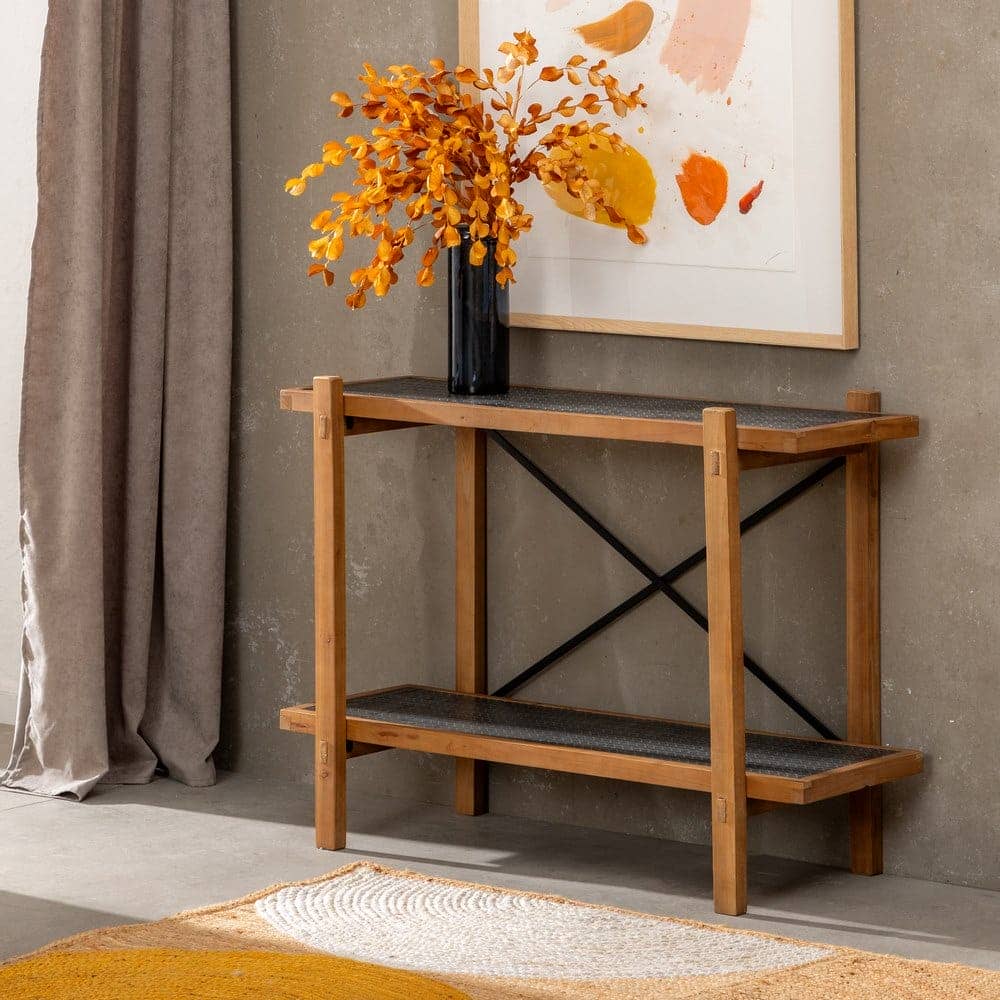 Estantería Negra de Madera Natural y Metal de 80 cm - Diseño Moderno y Elegante para Decoración de Interiores - Imagen 10