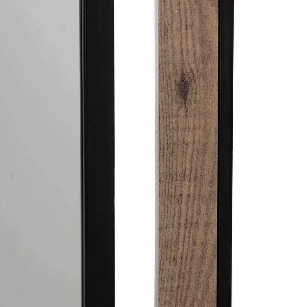 Espejo Natural y Negro de DM y Metal de 100 cm - Diseño Elegante para Decoración Moderna - Imagen 3