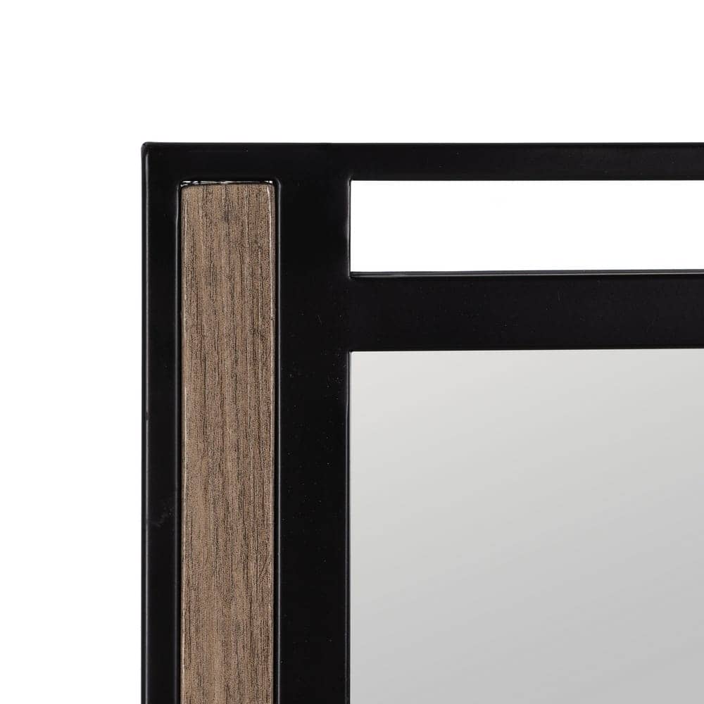 Espejo Natural y Negro de DM y Metal de 100 cm - Diseño Elegante para Decoración Moderna - Imagen 4