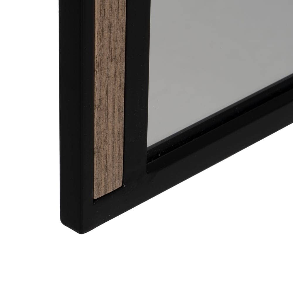 Espejo Natural y Negro de DM y Metal de 100 cm - Diseño Elegante para Decoración Moderna - Imagen 5