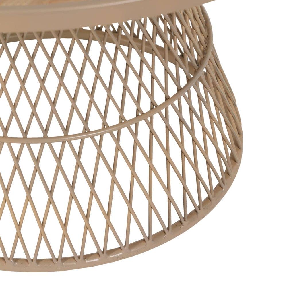 Mesa de Centro Natural de Metal y Ratán de 39 cm - Diseño Elegante y Sin Montaje - Imagen 6