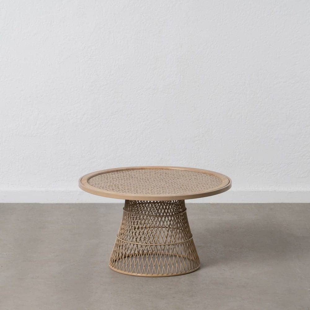 Mesa de Centro Natural de Metal y Ratán de 39 cm - Diseño Elegante y Sin Montaje - Imagen 8