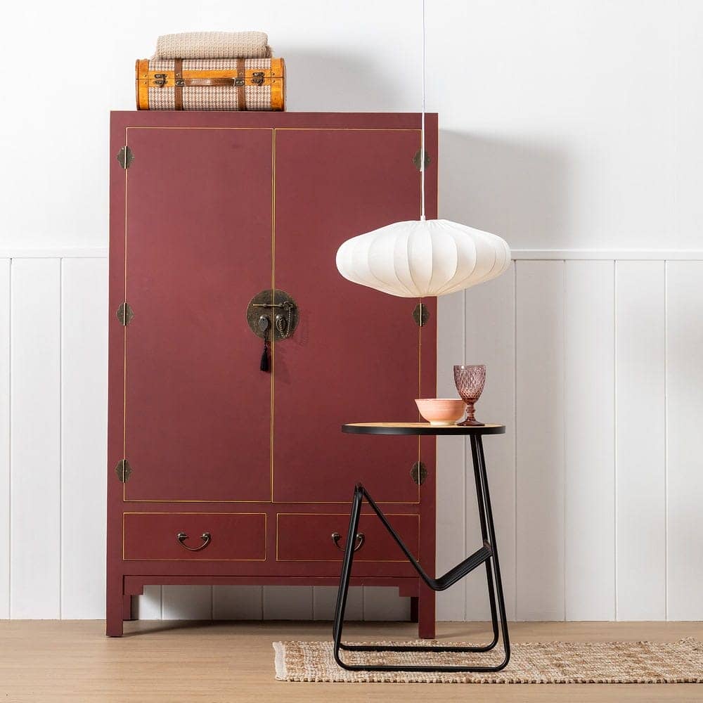 Armario de Madera Teja Estilo Oriente con Detalles Clásicos - 160 cm, Sin Montaje, 2 Lejas Desmontables - Imagen 12