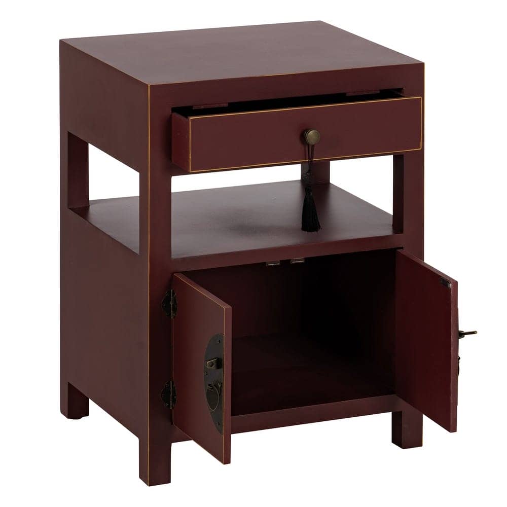 Mesita de Teja de Madera Estilo Oriente 66 cm - Mueble Decorativo con Cajones y Puertas, Ideal para Salón y Comedor - Imagen 2