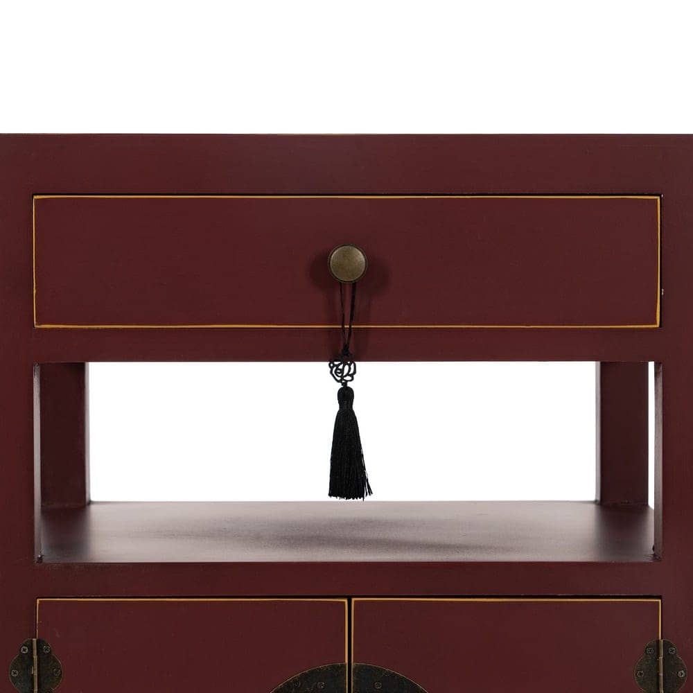 Mesita de Teja de Madera Estilo Oriente 66 cm - Mueble Decorativo con Cajones y Puertas, Ideal para Salón y Comedor - Imagen 4