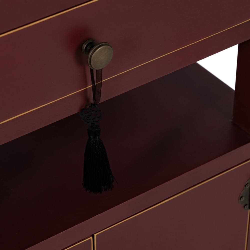 Mesita de Teja de Madera Estilo Oriente 66 cm - Mueble Decorativo con Cajones y Puertas, Ideal para Salón y Comedor - Imagen 5