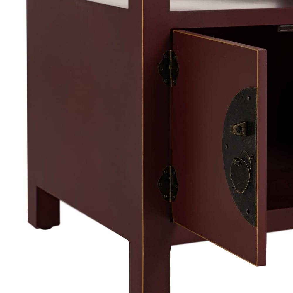Mesita de Teja de Madera Estilo Oriente 66 cm - Mueble Decorativo con Cajones y Puertas, Ideal para Salón y Comedor - Imagen 8