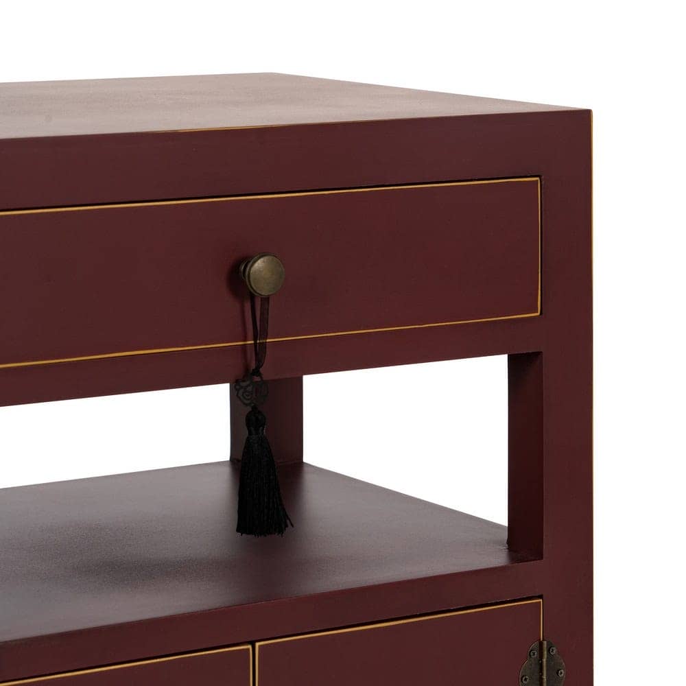 Mesita de Teja de Madera Estilo Oriente 66 cm - Mueble Decorativo con Cajones y Puertas, Ideal para Salón y Comedor - Imagen 9
