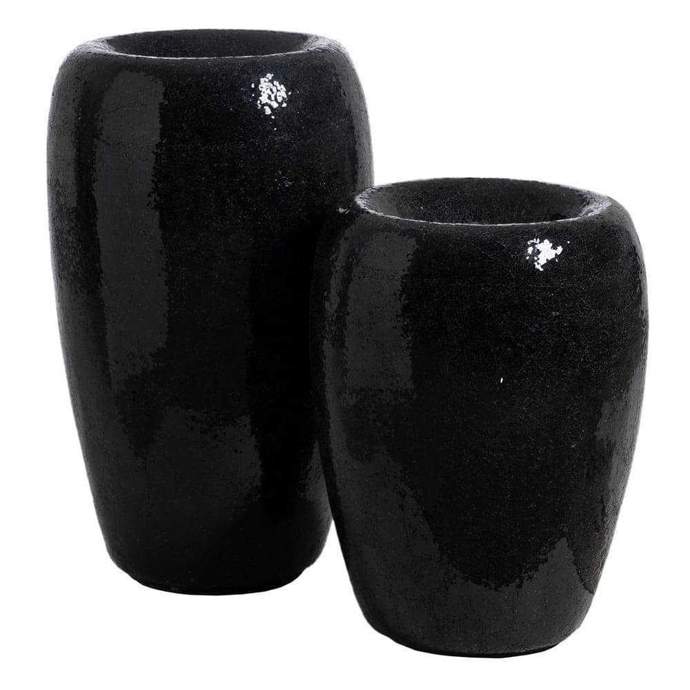 Jarrón Negro de Fibra de Vidrio 46x46x70,5 cm - Decoración Moderna - Imagen 3