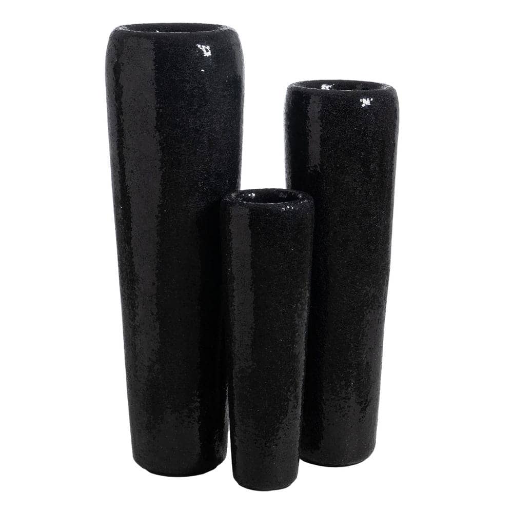 Jarrón Negro de Fibra de Vidrio 30x30x109,5 cm con Orificio Superior - Imagen 3