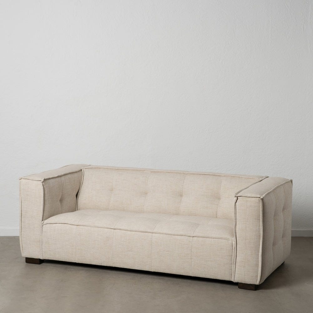 Sofá 3 plazas beige de tela modelo Sibaris para salón – 218 x 102 x 77 cm - Imagen 12