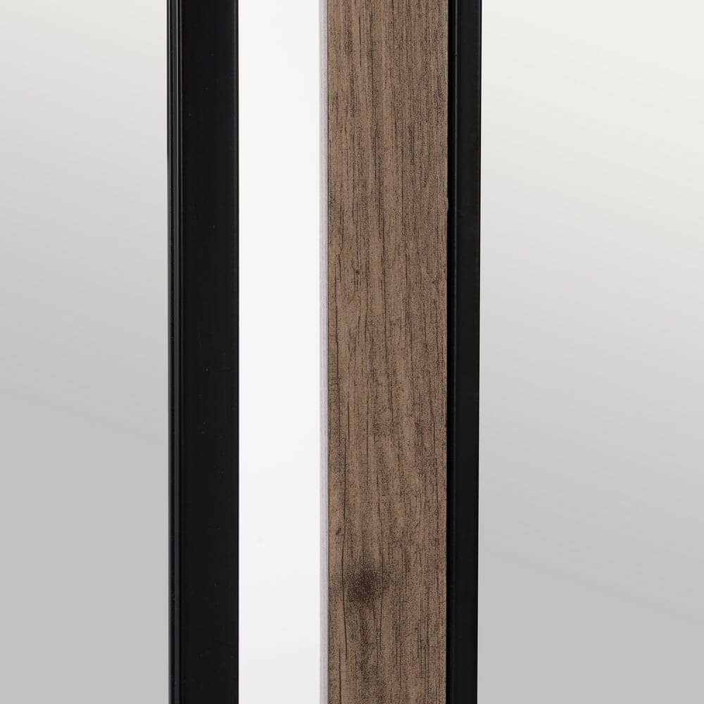 Espejo Redondo Natural y Negro de DM - Diseño Elegante de 70 cm con Marco Imitación Pino y Cristal - Imagen 4