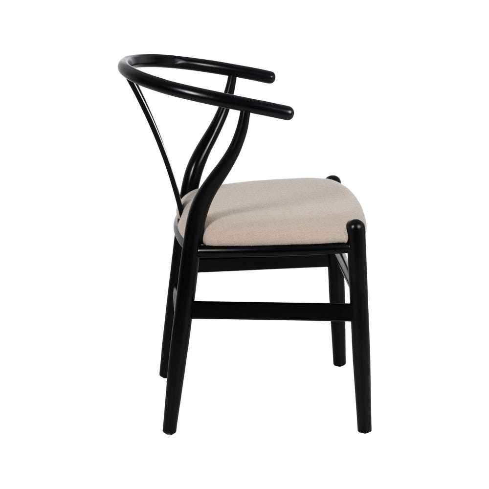Silla negra tapizada en tela con estructura de madera para comedor – 53 x 55 x 80 cm - Imagen 2