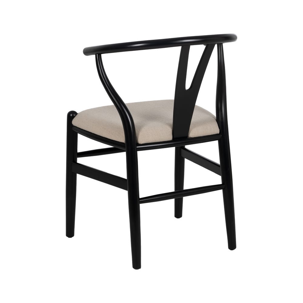 Silla negra tapizada en tela con estructura de madera para comedor – 53 x 55 x 80 cm - Imagen 3