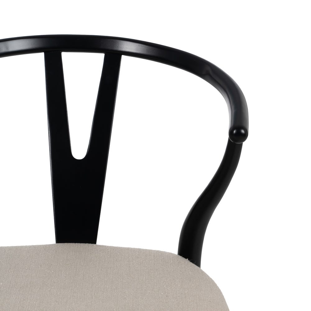 Silla negra tapizada en tela con estructura de madera para comedor – 53 x 55 x 80 cm - Imagen 4
