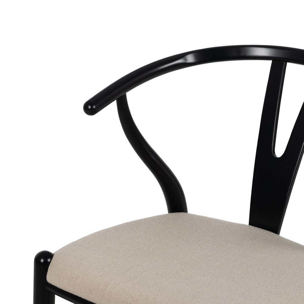Silla negra tapizada en tela con estructura de madera para comedor – 53 x 55 x 80 cm - Imagen 5