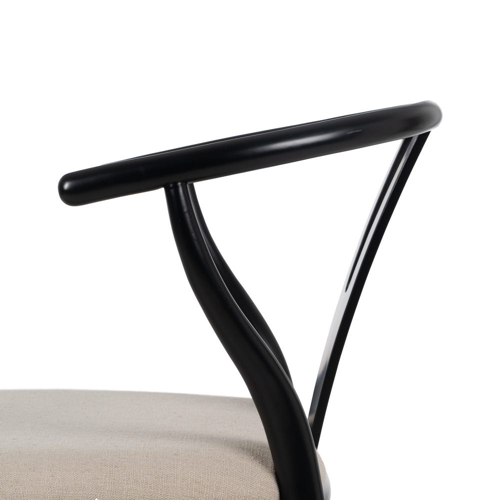 Silla negra tapizada en tela con estructura de madera para comedor – 53 x 55 x 80 cm - Imagen 6