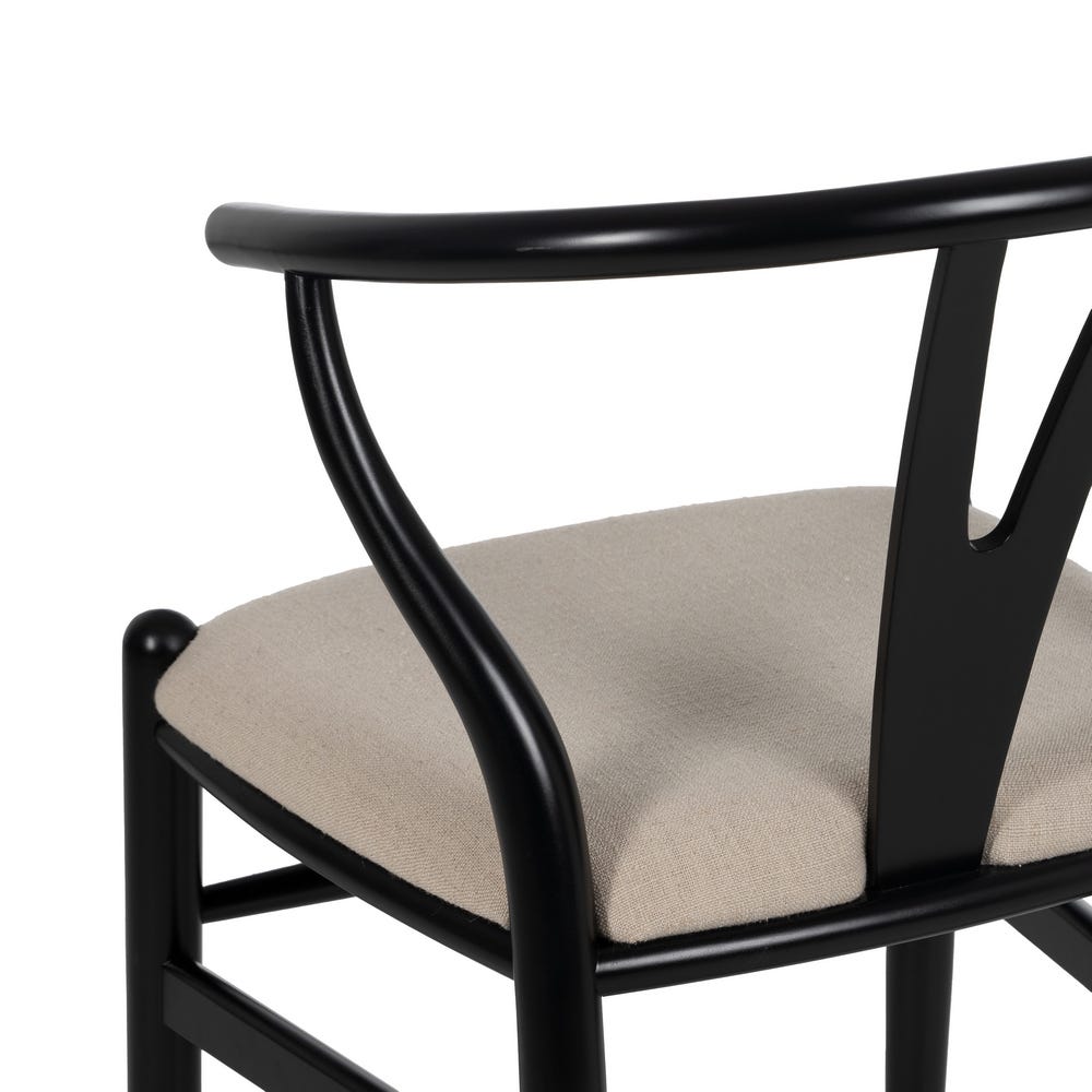 Silla negra tapizada en tela con estructura de madera para comedor – 53 x 55 x 80 cm - Imagen 9