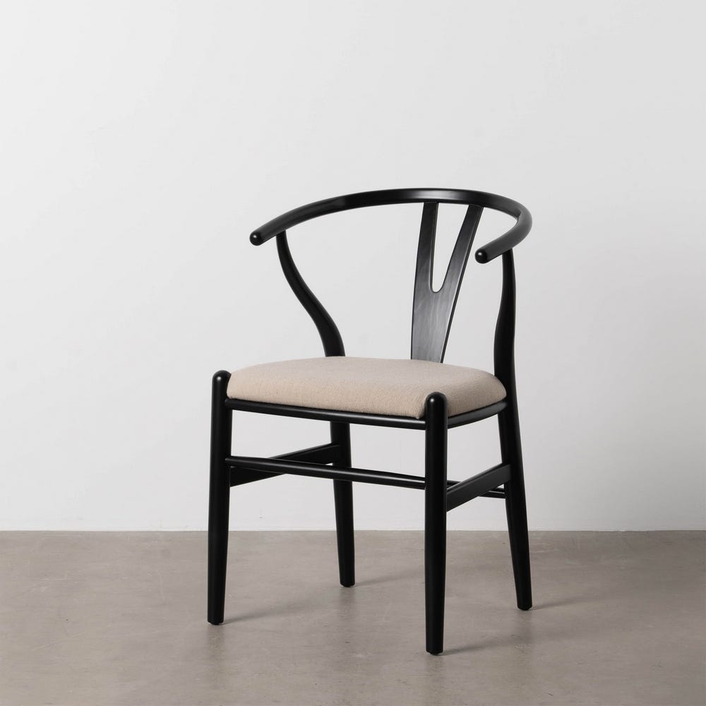 Silla negra tapizada en tela con estructura de madera para comedor – 53 x 55 x 80 cm - Imagen 14