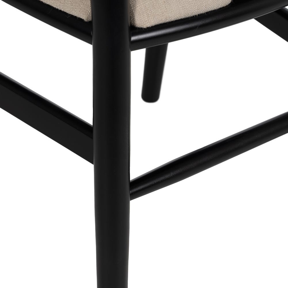 Silla negra tapizada en tela con estructura de madera para comedor – 53 x 55 x 80 cm - Imagen 10