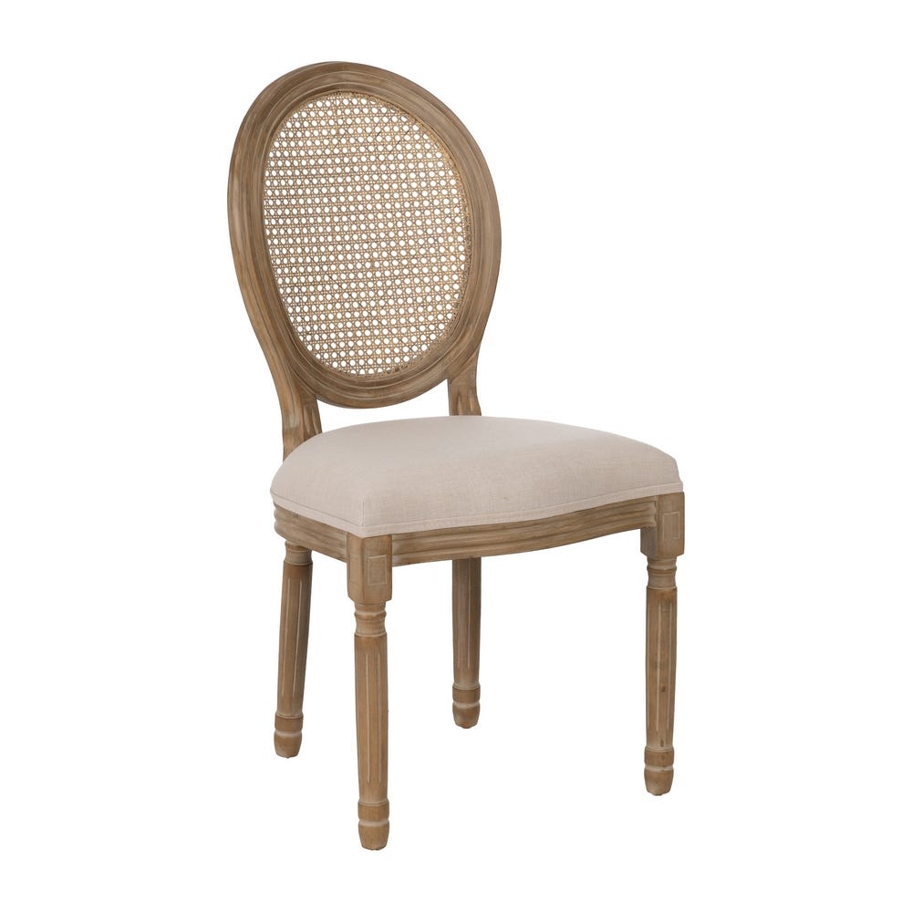 Pack de 2 Sillas Natural-Blanco Madera-Ratán Salón 44 x 46 x 95 cm - Imagen 2