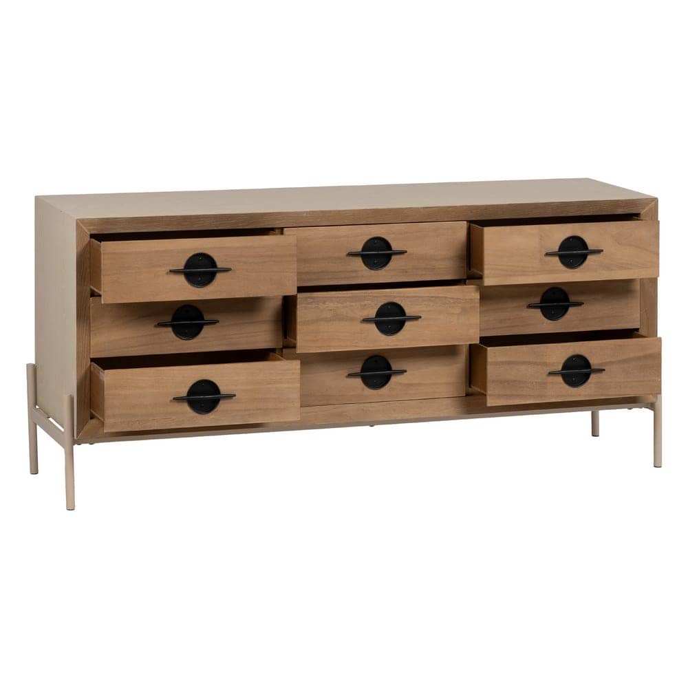 Aparador Blanco de Madera Natural y Metal AIKO 148 cm - Estilo Moderno y Funcionalidad para Salones y Comedores - Imagen 2