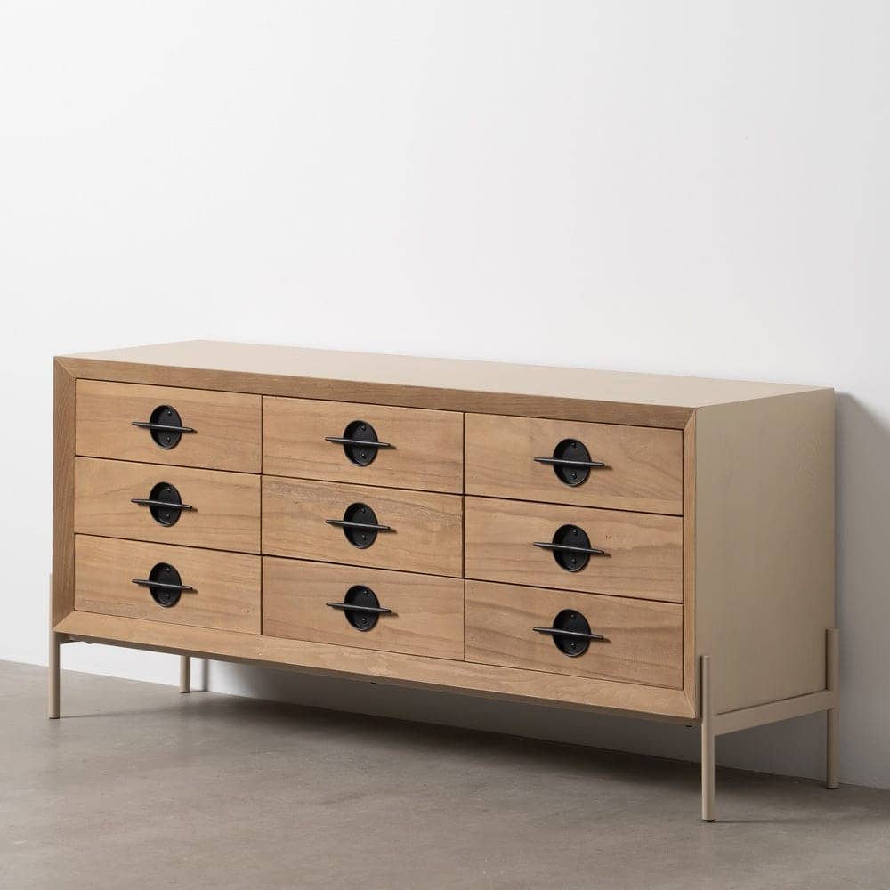 Aparador Blanco de Madera Natural y Metal AIKO 148 cm - Estilo Moderno y Funcionalidad para Salones y Comedores - Imagen 9