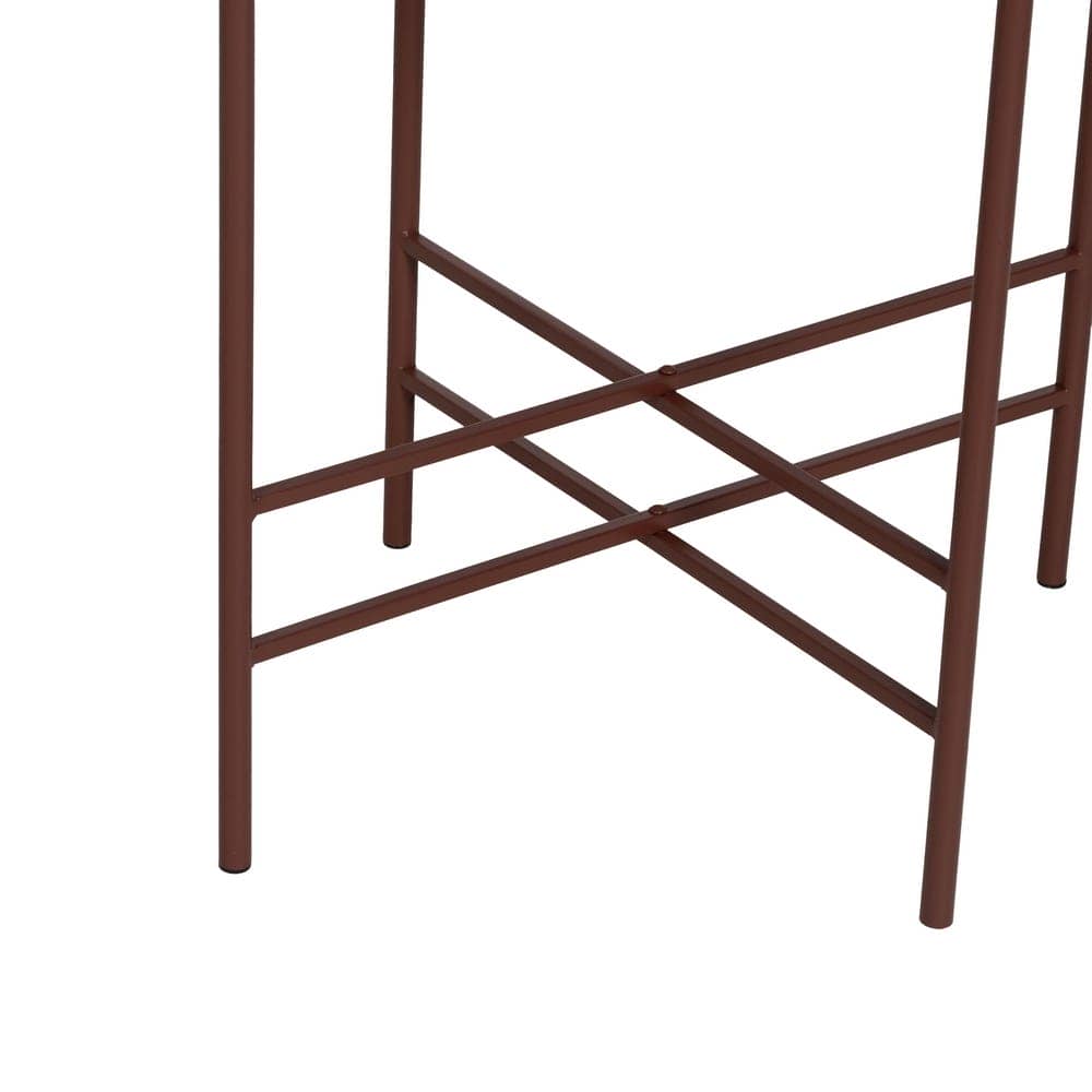 Mesita Teja de Metal y Cristal 54 cm - Diseño Moderno y Elegante para Salones y Dormitorios - Imagen 5