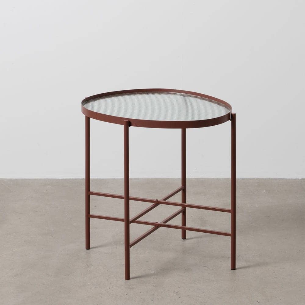 Mesita Teja de Metal y Cristal 54 cm - Diseño Moderno y Elegante para Salones y Dormitorios - Imagen 7
