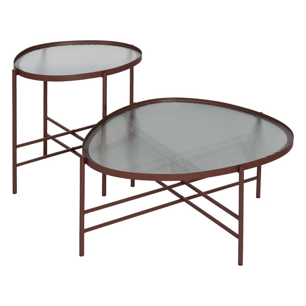 Mesa de Centro Moderna de Metal y Cristal Teja - Diseño Elegante y Funcional 78x68x37 cm - Imagen 2