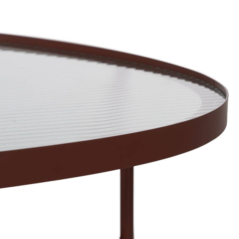 Mesa de Centro Moderna de Metal y Cristal Teja - Diseño Elegante y Funcional 78x68x37 cm - Imagen 5