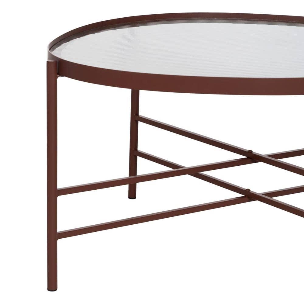 Mesa de Centro Moderna de Metal y Cristal Teja - Diseño Elegante y Funcional 78x68x37 cm - Imagen 6