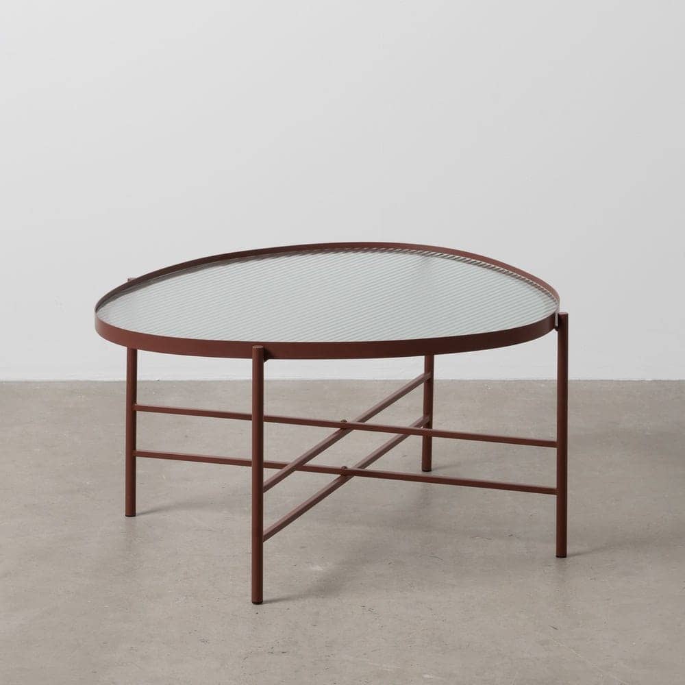 Mesa de Centro Moderna de Metal y Cristal Teja - Diseño Elegante y Funcional 78x68x37 cm - Imagen 8