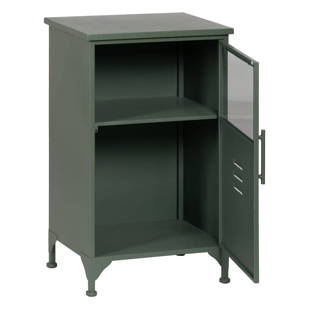 Mueble Auxiliar Verde Menta de Cristal y Hierro - 76 cm con Estante y Puerta (39.5x61 cm) - Imagen 2