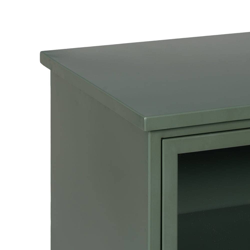 Mueble Auxiliar Verde Menta de Cristal y Hierro - 76 cm con Estante y Puerta (39.5x61 cm) - Imagen 3