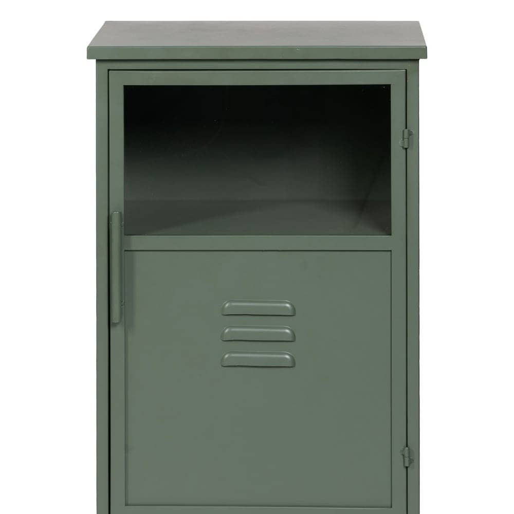 Mueble Auxiliar Verde Menta de Cristal y Hierro - 76 cm con Estante y Puerta (39.5x61 cm) - Imagen 4