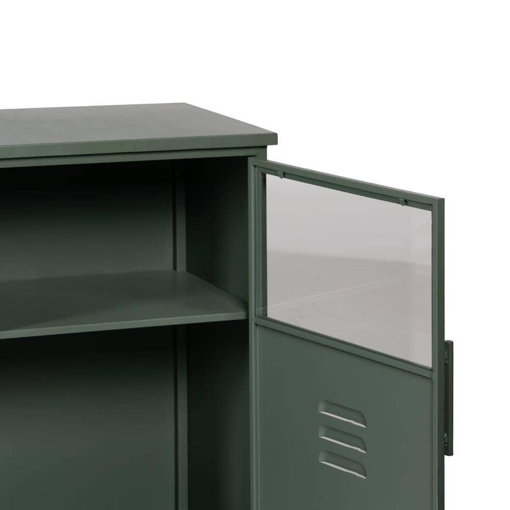Mueble Auxiliar Verde Menta de Cristal y Hierro - 76 cm con Estante y Puerta (39.5x61 cm) - Imagen 5