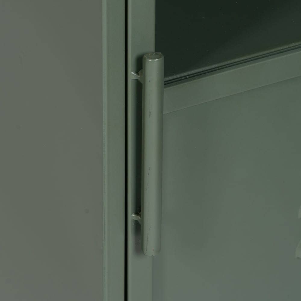 Mueble Auxiliar Verde Menta de Cristal y Hierro - 76 cm con Estante y Puerta (39.5x61 cm) - Imagen 6