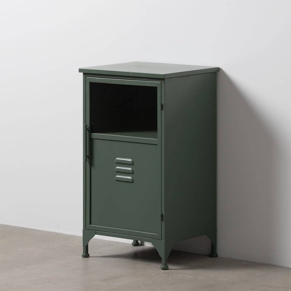 Mueble Auxiliar Verde Menta de Cristal y Hierro - 76 cm con Estante y Puerta (39.5x61 cm) - Imagen 10
