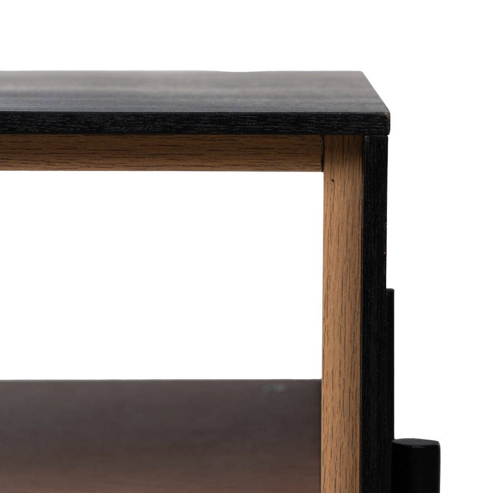 Mesa de Centro Negra y Natural de DM y Madera de Fresno - Diseño Moderno, 124x60x43.5 cm, Patas para Montar, Colección Orleans - Imagen 7