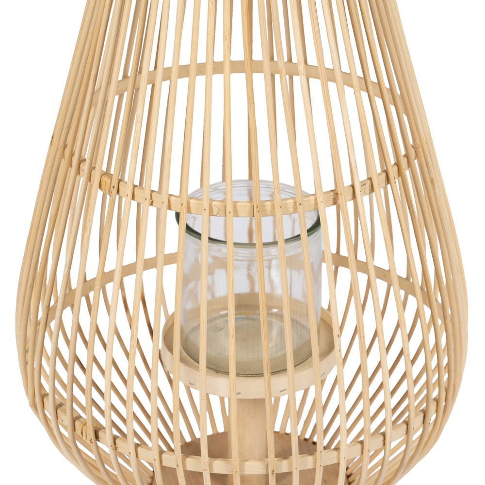 Farol Portavelas Natural Bambú 30 x 30 x 55 cm - Imagen 4