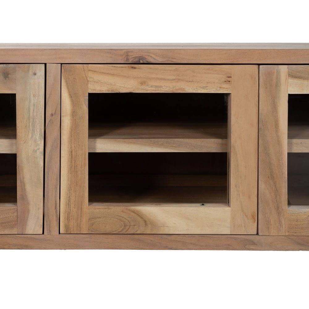 Mueble TV de Acacia con Cristal 180 cm - Elegante y Funcional para Salones Modernos - Imagen 4
