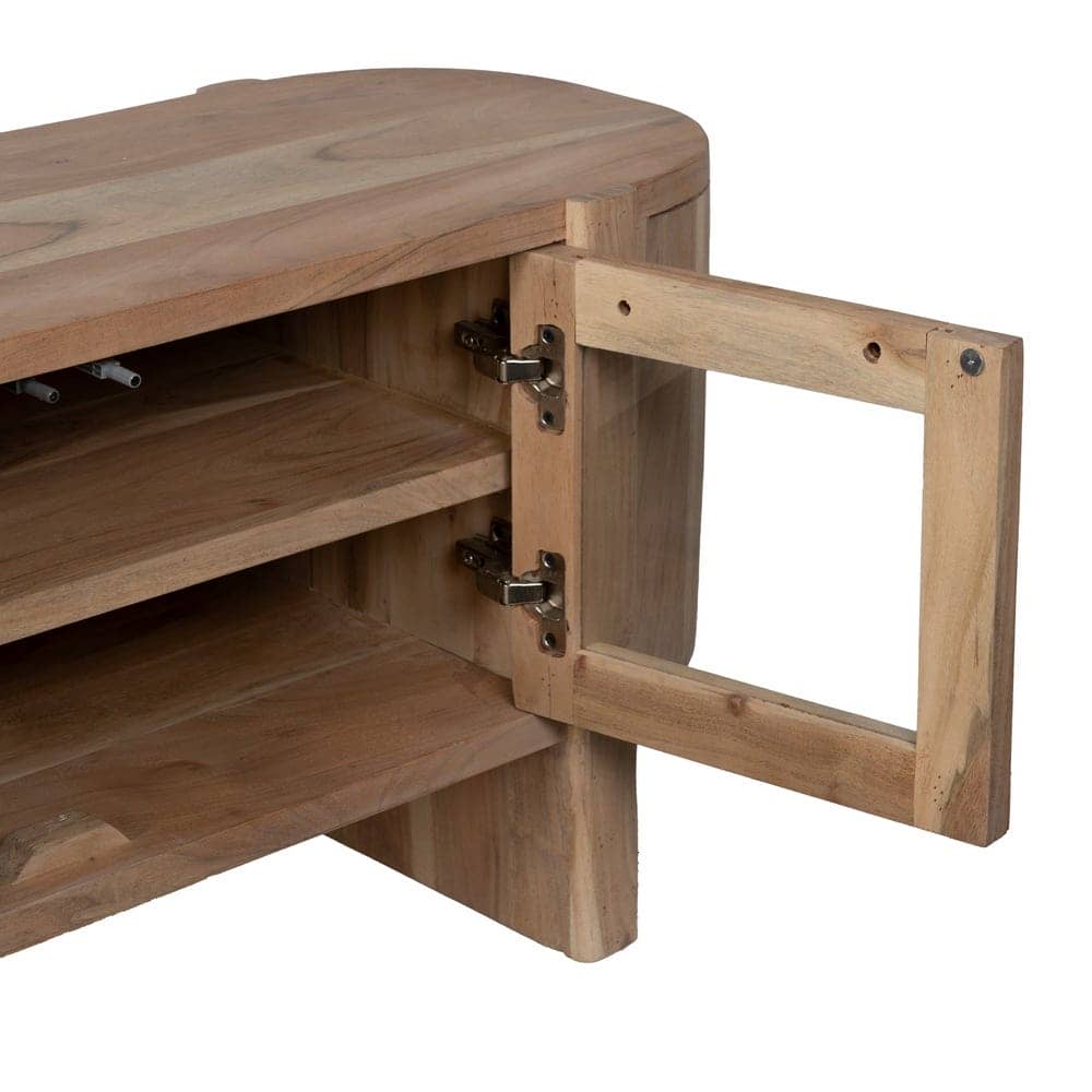 Mueble TV de Acacia con Cristal 180 cm - Elegante y Funcional para Salones Modernos - Imagen 5