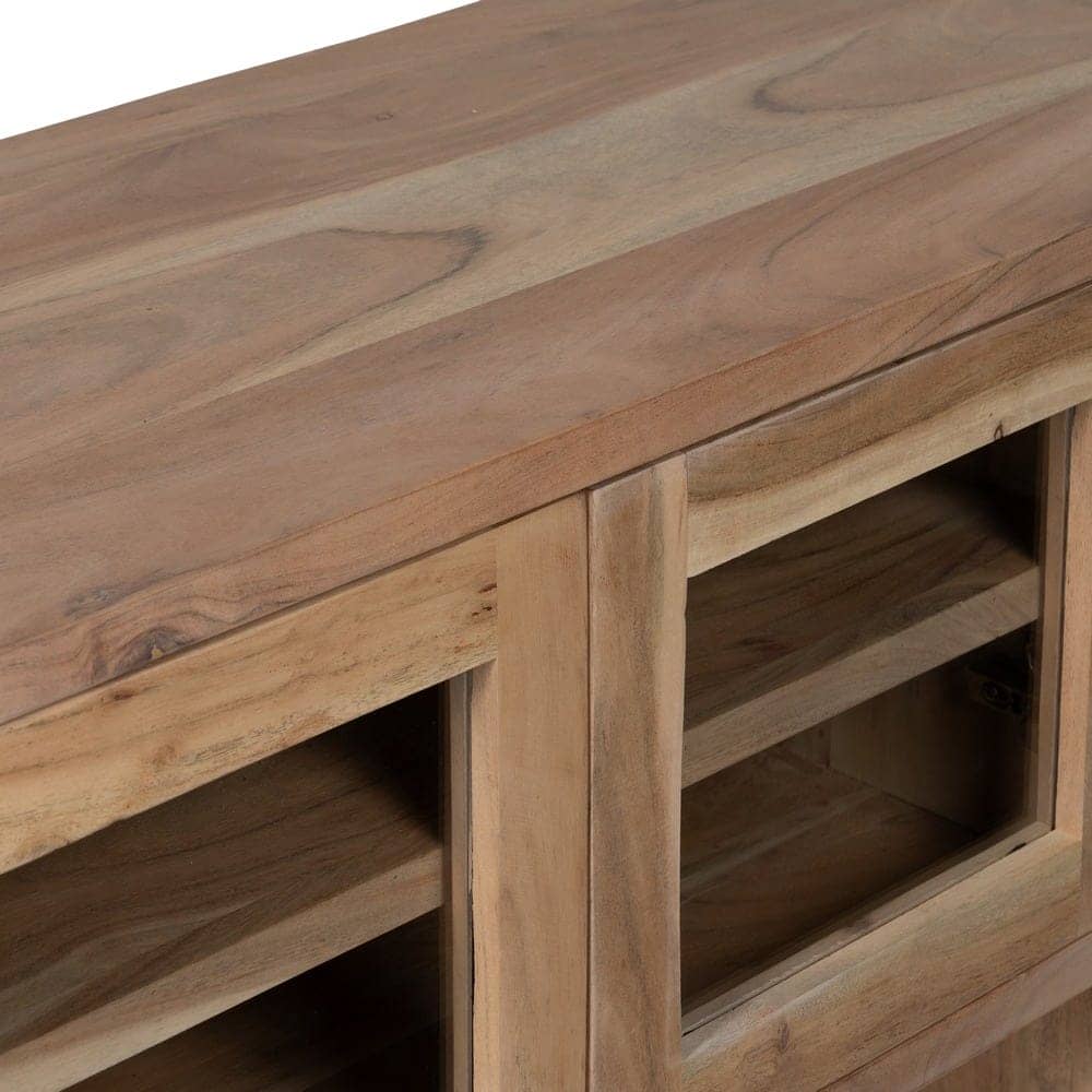 Mueble TV de Acacia con Cristal 180 cm - Elegante y Funcional para Salones Modernos - Imagen 8