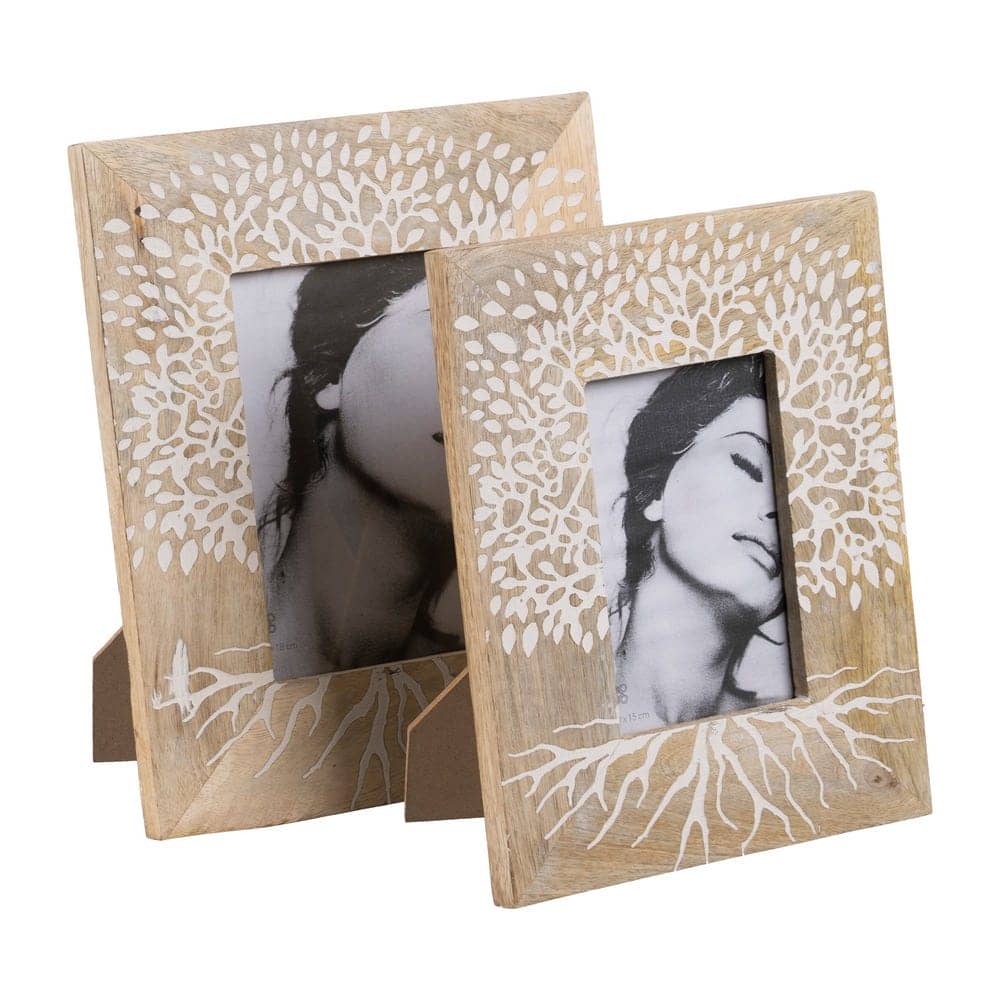 Portafotos de Madera de Mango Blanco-Natural 23x2x28 cm - Imagen 3