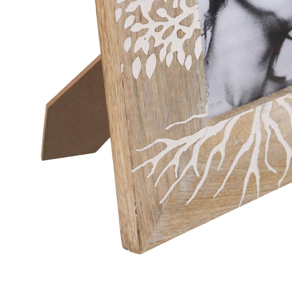 Portafotos de Madera de Mango Blanco-Natural 23x2x28 cm - Imagen 2