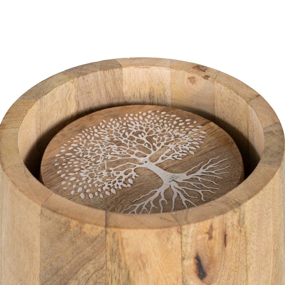 Tarro Blanco-Natural de Madera de Mango 15x15x15 cm - Set de 2 - Imagen 7