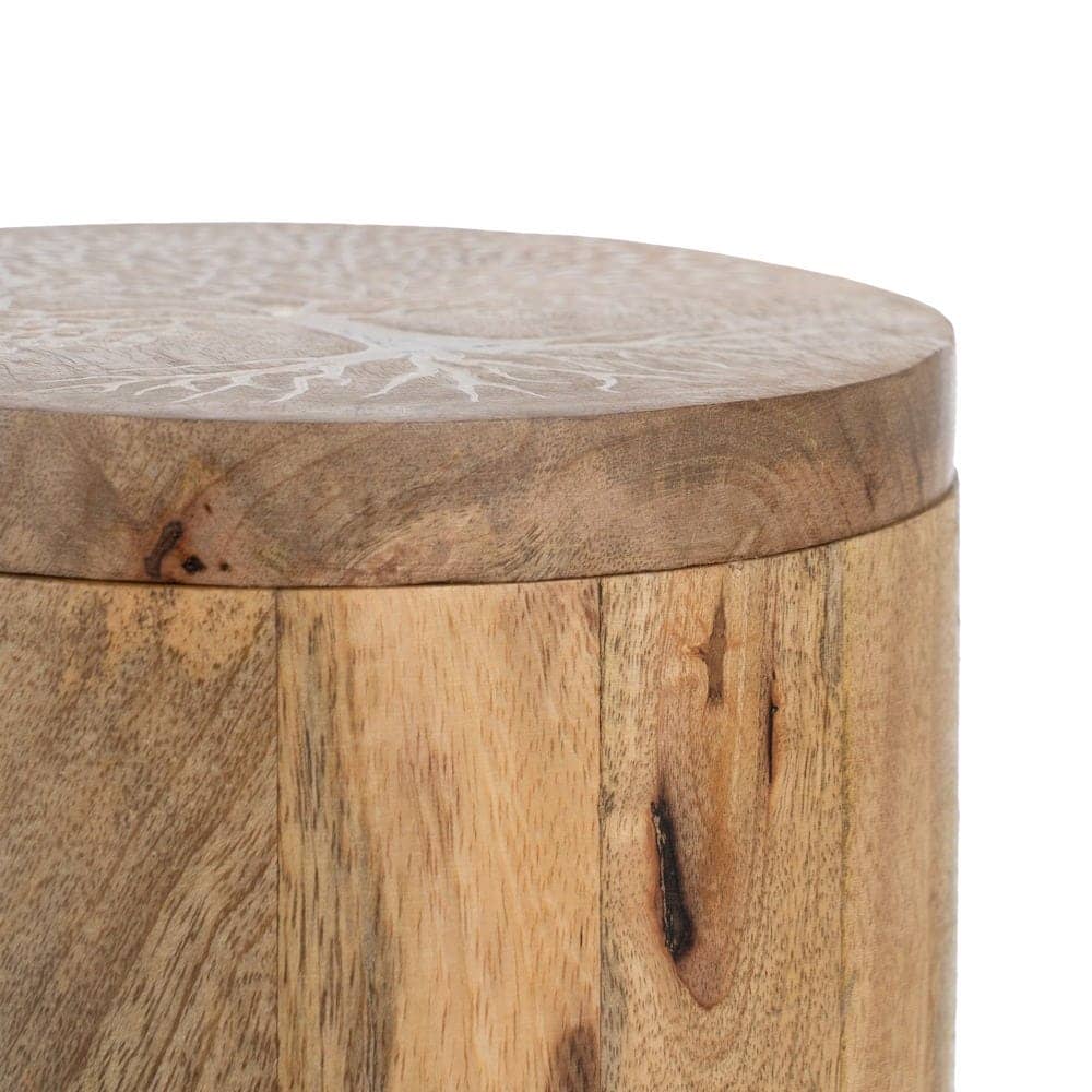 Tarro Blanco-Natural de Madera de Mango 15x15x15 cm - Set de 2 - Imagen 8